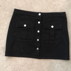 Button Down Black Mini Skirt